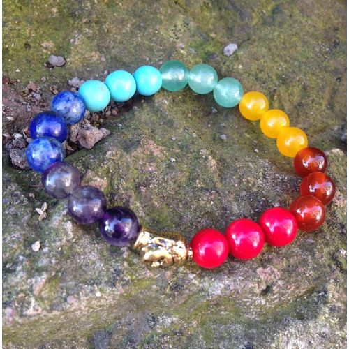 Bracelet Chakra Yoga Bouddha Pour Hommes Et Femmes, Nouvelle Pierre Lapis Corail Rouge Orange Vert, Sn0422