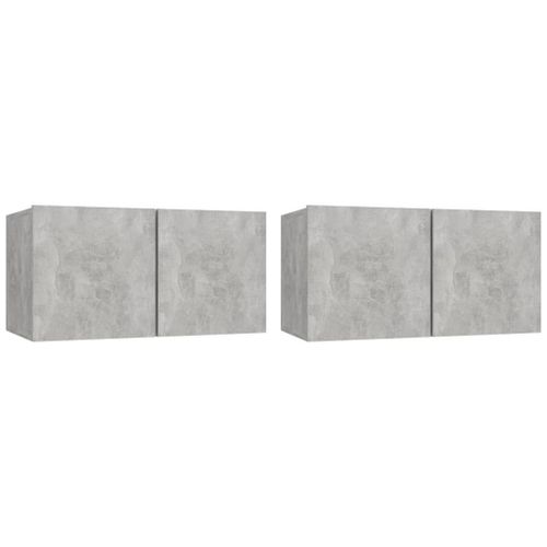 Vidaxl Meubles Tv Suspendus 2 Pcs Gris Béton 60x30x30 Cm