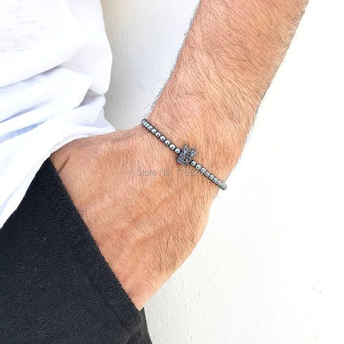Bracelet À Breloque Couronne Pour Hommes, Design Simple Et Tendance, Puissant, Énergie Hématite, 4mm, Offre Spéciale, 2019, Livraison Gratuite