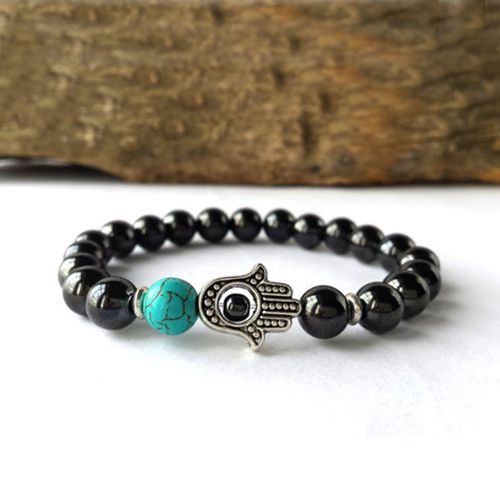 Bracelet De Méditation Pour Hommes Sn566, Bracelet De Mala Hamsa, Hématite, Tuquoise, Yoga