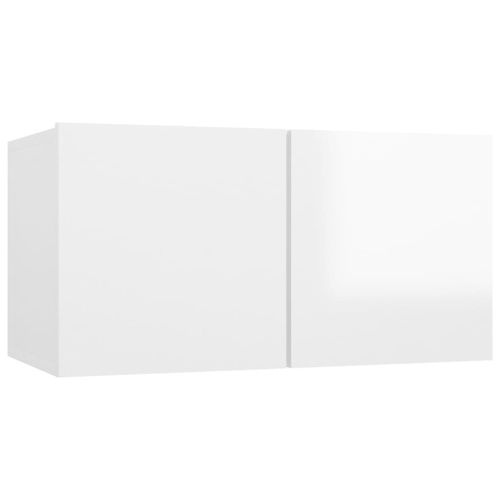 Vidaxl Meuble Tv Suspendu Blanc Brillant 60x30x30 Cm