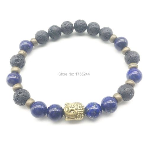 Bracelet Bouddha Pour Hommes, Bijoux En Pierre De Lave Lapis Lazuli, Design Tendance, Équilibre, Guérison Spirituelle, Sn1287