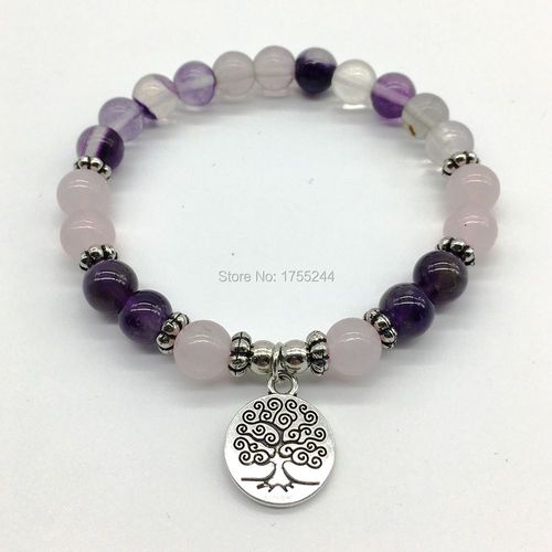 Bracelet De Yoga En Fluorite Naturelle Pour Femmes, Vintage, Arbre De Vie, Yogi, Balance, Offre Spéciale, Sn1192