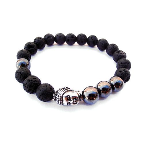 Bracelet Bouddha En Pierre De Lave Pour Hommes, Bracelet En Hématite, Sn0562