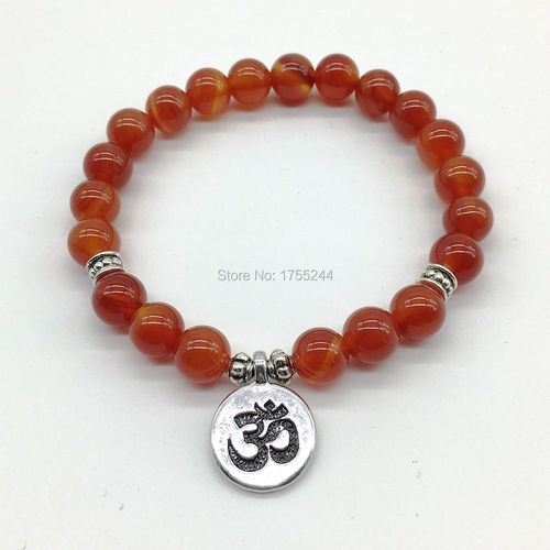 Bracelet De Yoga Pour Femmes Sn1185, En Pierre Verte Ab + Rouge, Équilibre Méditation Ohm, Livraison Gratuite
