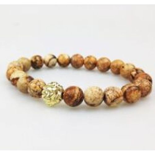 Bracelet En Perles De Tête De Lion Pour Hommes, Extensible, Couleur Or Rose, 8mm, Vente En Gros, Sn0355