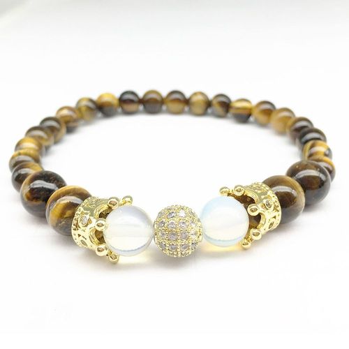 Bracelet Couronne D'énergie Puissante Pour Femmes, Bijoux De Yoga En Opale D'oeil De Tigre Naturel, Vente En Gros, Offre Spéciale Cz0055