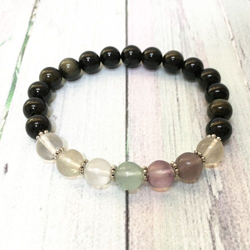 Bracelet En Fluorite Naturelle, Haute Qualité, Obsidienne Dorée Perlée, Bijoux Faits À La Main, Vente En Gros, Offre Spéciale