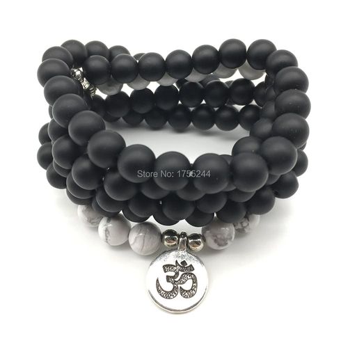 Bracelet À 4 Enrouler En Onyx Noir Pour Femmes, Accessoire Tendance De Bonne Qualité, Howlite Yoga, Balance, Sn1234, 2018