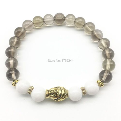 Bracelet De Yoga Pour Hommes, Nouveau Design, Smokey, Quartz, Perle Blanche, Bijoux, Offre Spéciale, 2018, Sn1298