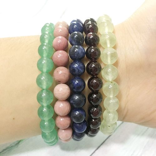 Bracelet De Yoga De Créateur, 8mm, Pierre Naturelle, Équilibre, Rhodonite, Bleu, Sodalite, Vert, Aventurine