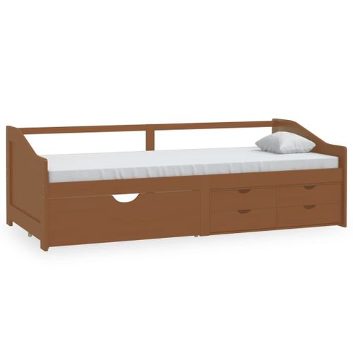 Vidaxl Lit De Repos 3 Places À Tiroirs Marron Miel Pin 90x200 Cm