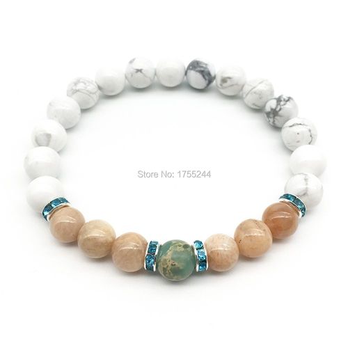 Bracelet En Pierre De Soleil Howlite Pour Femmes, Bijoux Design Luxueux, Haute Qualité, Tendance, Yoga Fait À La Main, Pour Mariage, Sn1326