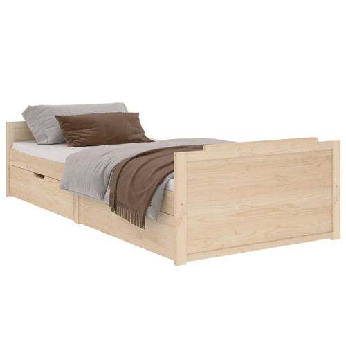 Vidaxl Cadre De Lit Avec Tiroirs Bois De Pin Massif 90x200 Cm