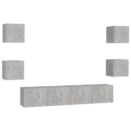 Vidaxl Ensemble De Meubles Tv 6 Pcs Gris Béton Aggloméré