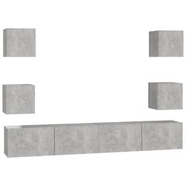 Vidaxl Ensemble De Meubles Tv 6 Pcs Gris Béton Aggloméré