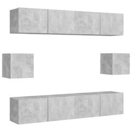 Vidaxl Ensemble De Meuble Tv 6 Pcs Gris Béton Aggloméré