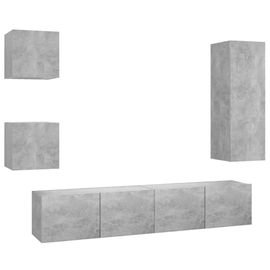 Vidaxl Ensemble De Meuble Tv 5 Pcs Gris Béton Aggloméré