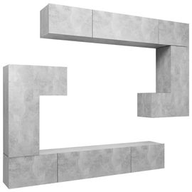 Vidaxl Ensemble De Meuble Tv 8 Pcs Gris Béton Aggloméré