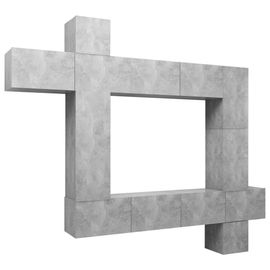 Vidaxl Ensemble De Meuble Tv 9 Pcs Gris Béton Aggloméré