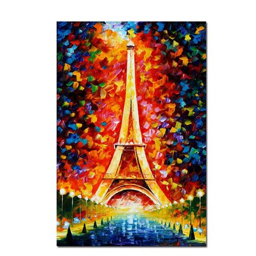 Peinture À L'huile Psychédélique De La Tour Eiffel, Ville De Paris, Affiche Murale Colorée Abstraite Pour Salon Sans Cadre?40x40cm