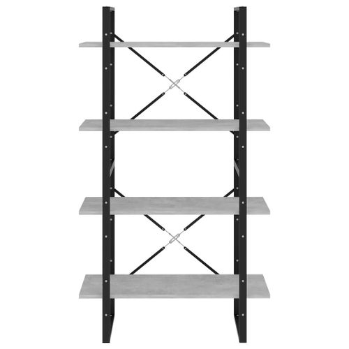 Vidaxl Bibliothèque À 4 Niveaux Gris Béton 80x30x140 Cm Aggloméré