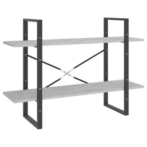 Vidaxl Bibliothèque À 2 Niveaux Gris Béton 100x30x70 Cm Aggloméré