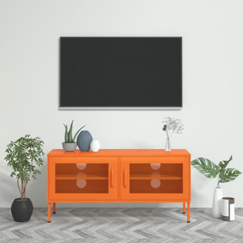 Vidaxl Meuble Tv Orange 105x35x50 Cm Acier