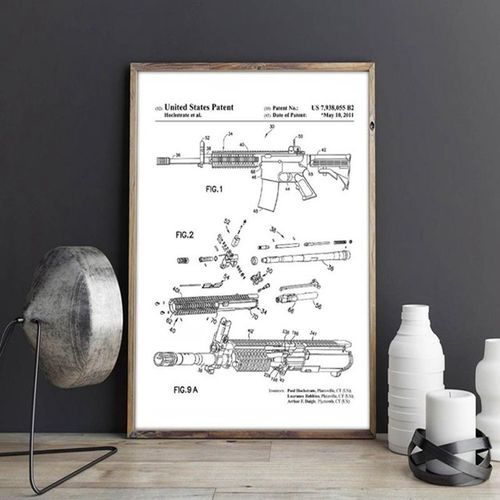 Art Imprimé De Brevet M4 Carabine 2011, Illustration, Affiches De Plan, Arme, Pistolet, Fusil, Cadeau De Petit Ami Sans Cadre?40x40cm