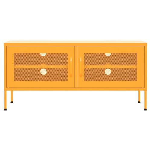 Vidaxl Meuble Tv Jaune Moutarde 105x35x50 Cm Acier