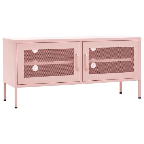 Vidaxl Meuble Tv Rose 105x35x50 Cm Acier