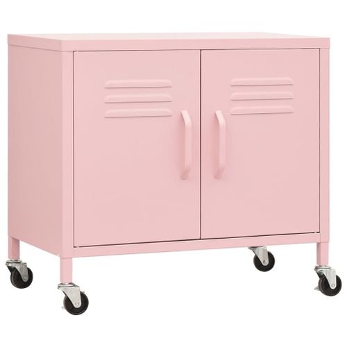 Vidaxl Armoire De Rangement Rose 60x35x56 Cm Acier