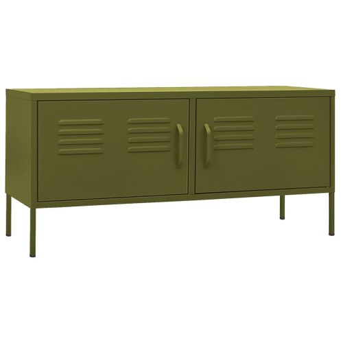 Vidaxl Meuble Tv Vert Olive 105x35x50 Cm Acier