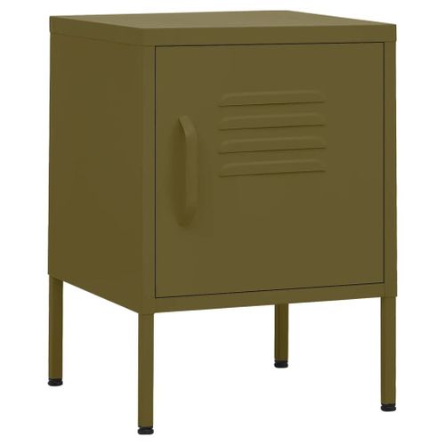 Vidaxl Table De Chevet Vert Olive 35x35x51 Cm Acier