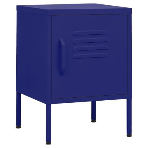 Vidaxl Table De Chevet Bleu Marine 35x35x51 Cm Acier