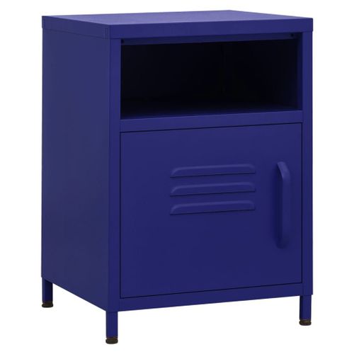 Vidaxl Table De Chevet Bleu Marine 35x35x51 Cm Acier