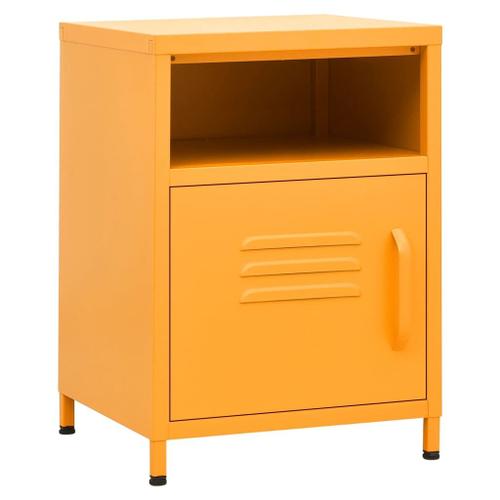 Vidaxl Table De Chevet Jaune Moutarde 35x35x51 Cm Acier