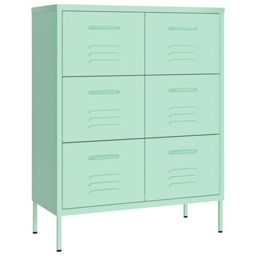 Vidaxl Armoire ¿¿ Tiroirs Vert Menthe 80x35x101,5 Cm Acier