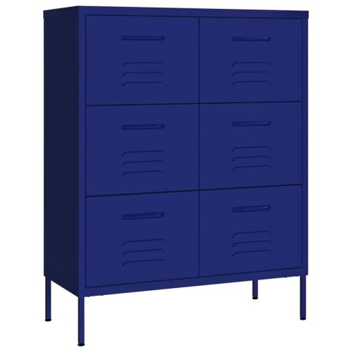 Vidaxl Armoire À Tiroirs Bleu Marine 80x35x101,5 Cm Acier