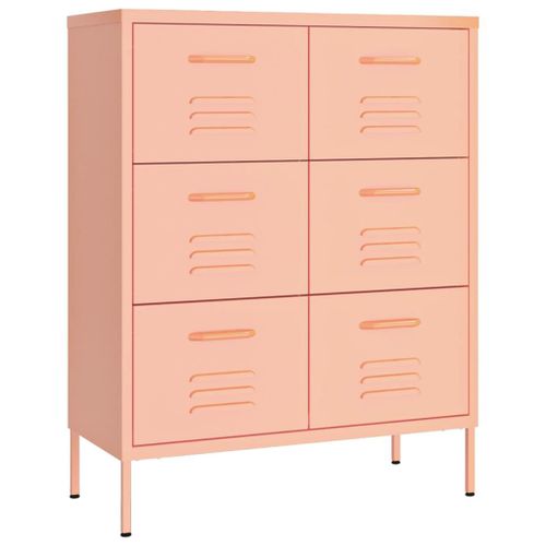 Vidaxl Armoire À Tiroirs Rose 80x35x101,5 Cm Acier