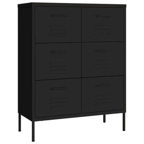 Vidaxl Armoire À Tiroirs Noir 80x35x101,5 Cm Acier