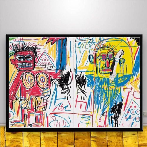 Affiches De Peinture Sur Toile Et Imprimés D'images Sur Le Mur, Graffiti Jean Michelle, Artiste Moderne, Décoration Abstraite Pour La Maison Sans Cadre?40x40cm