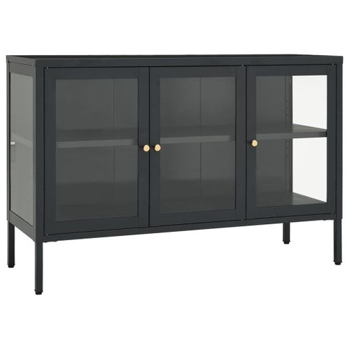 Vidaxl Buffet Anthracite 105x35x70 Cm Acier Et Verre