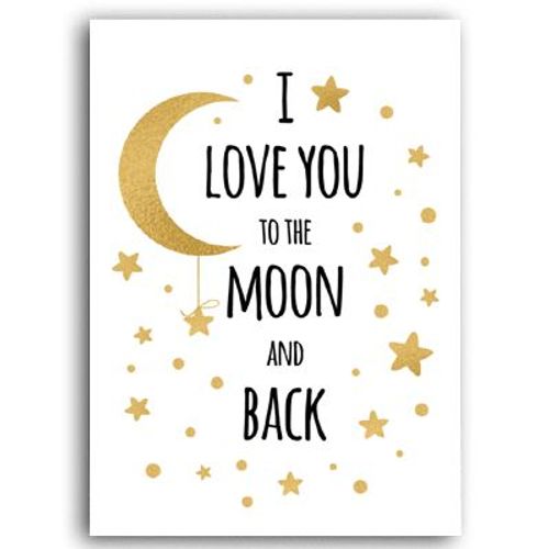 Affiche De Peinture En Toile Avec Citation ""I Love You To The Moon And Back"", Dessin Animé, Décoration De Maison Sans Cadre?40x40cm