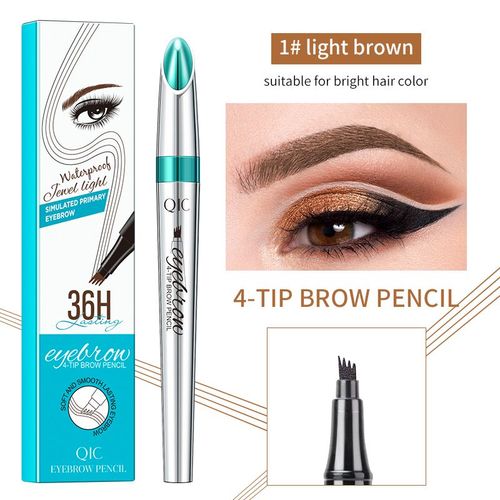 Crayon À Sourcils Étanche, 3 Couleurs, 4 Fourchettes, Cosmétique, Longue Durée, Naturel, Marron Foncé, Liquide 