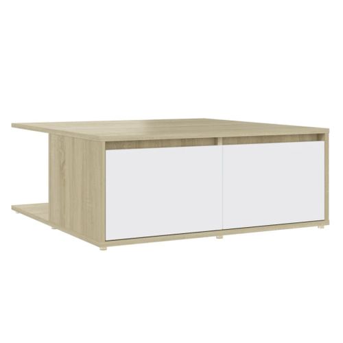 Vidaxl Table Basse Blanc Et Chêne Sonoma 80x80x31 Cm Aggloméré