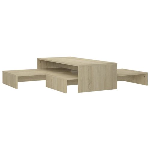 Vidaxl Set Tables Basses Gigognes Chêne 100x100x26,5 Cm Aggloméré