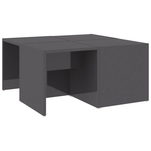 Vidaxl Tables Basses 4 Pcs Gris Brillant 33x33x33 Cm Aggloméré