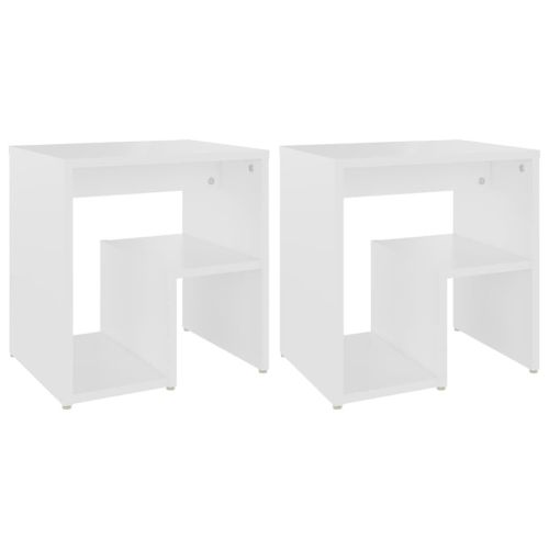Vidaxl Tables De Chevet 2 Pcs Blanc 40x30x40 Cm Aggloméré