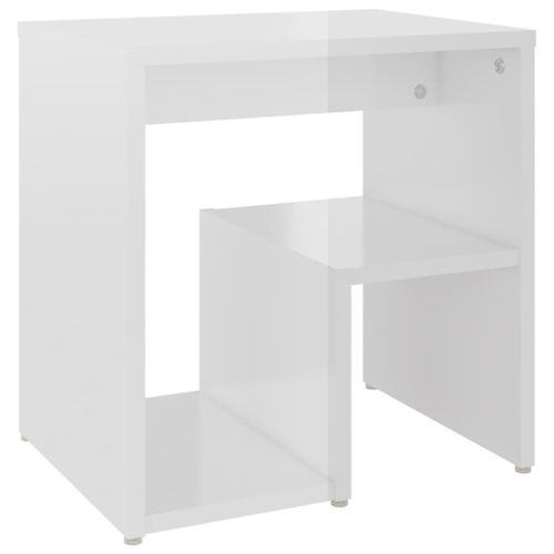 Vidaxl Table De Chevet Blanc Brillant 40x30x40 Cm Bois D'ingénierie